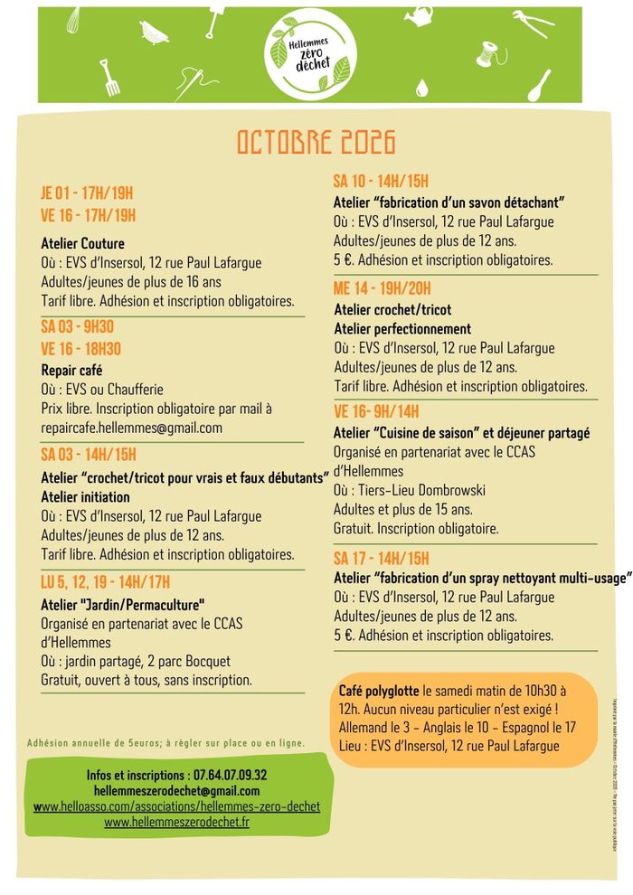 Hellemmes zéro déchet - Programme d'octobre