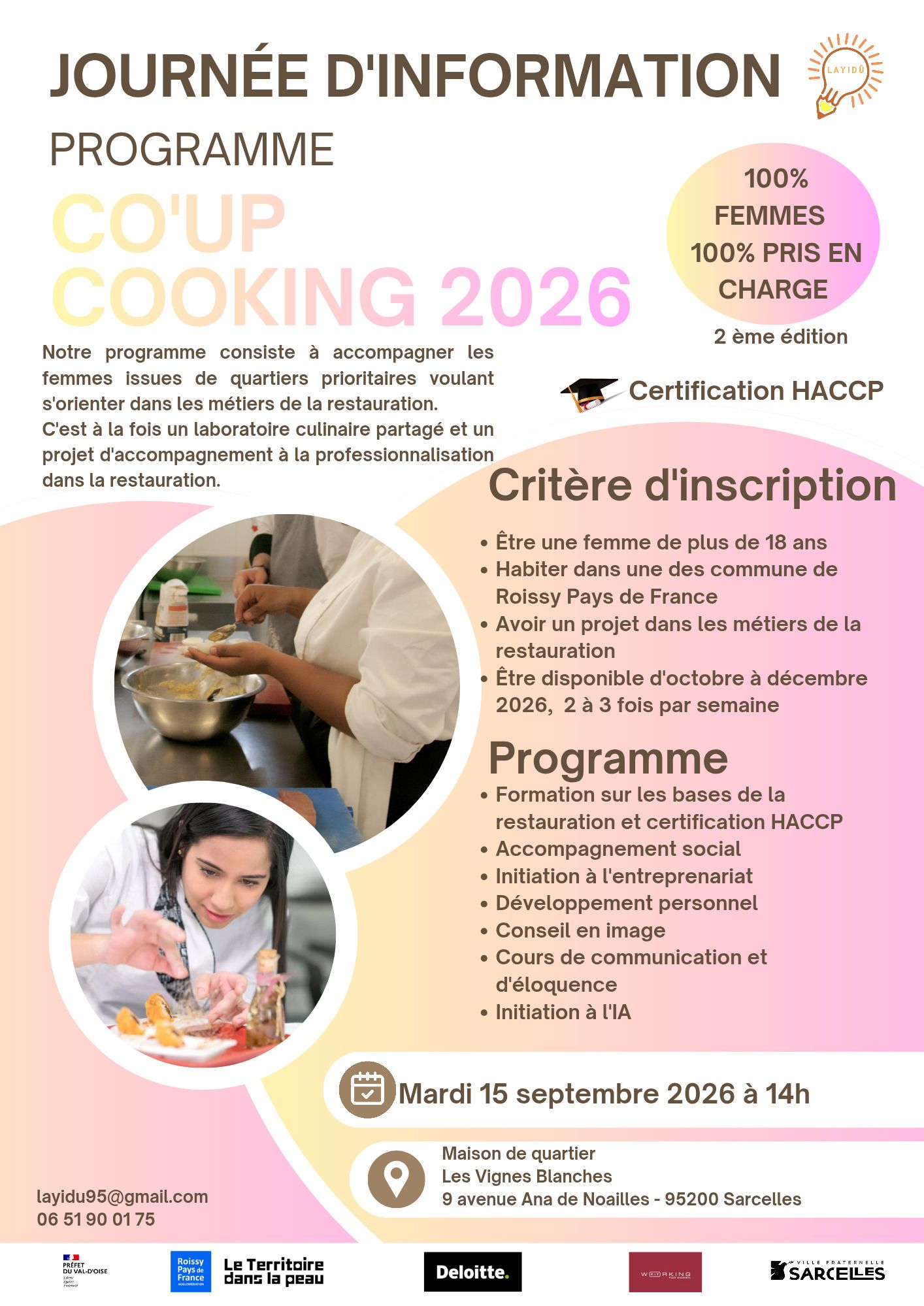 Formation aux métiers de la restauration à destination des femmes.