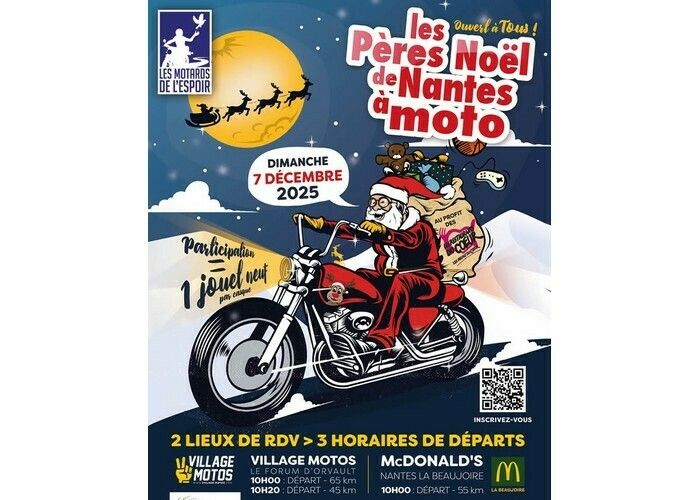 Les Pères-Noël de Nantes à Moto