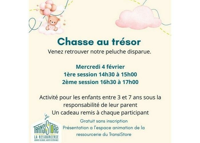 Chasse au trésor : Venez retrouvez notre peluche disparue