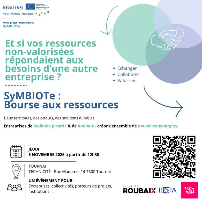 Bourse aux ressources & Visite du TechHall - et si vos déchets devenaient les ressources d'une autre entreprise ? - Tournai