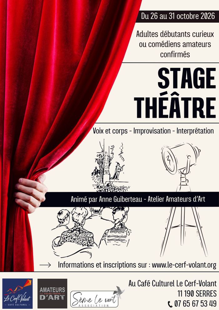 Stage Théâtre pour adultes, débutants curieux ou comédiens amateurs confirmés
