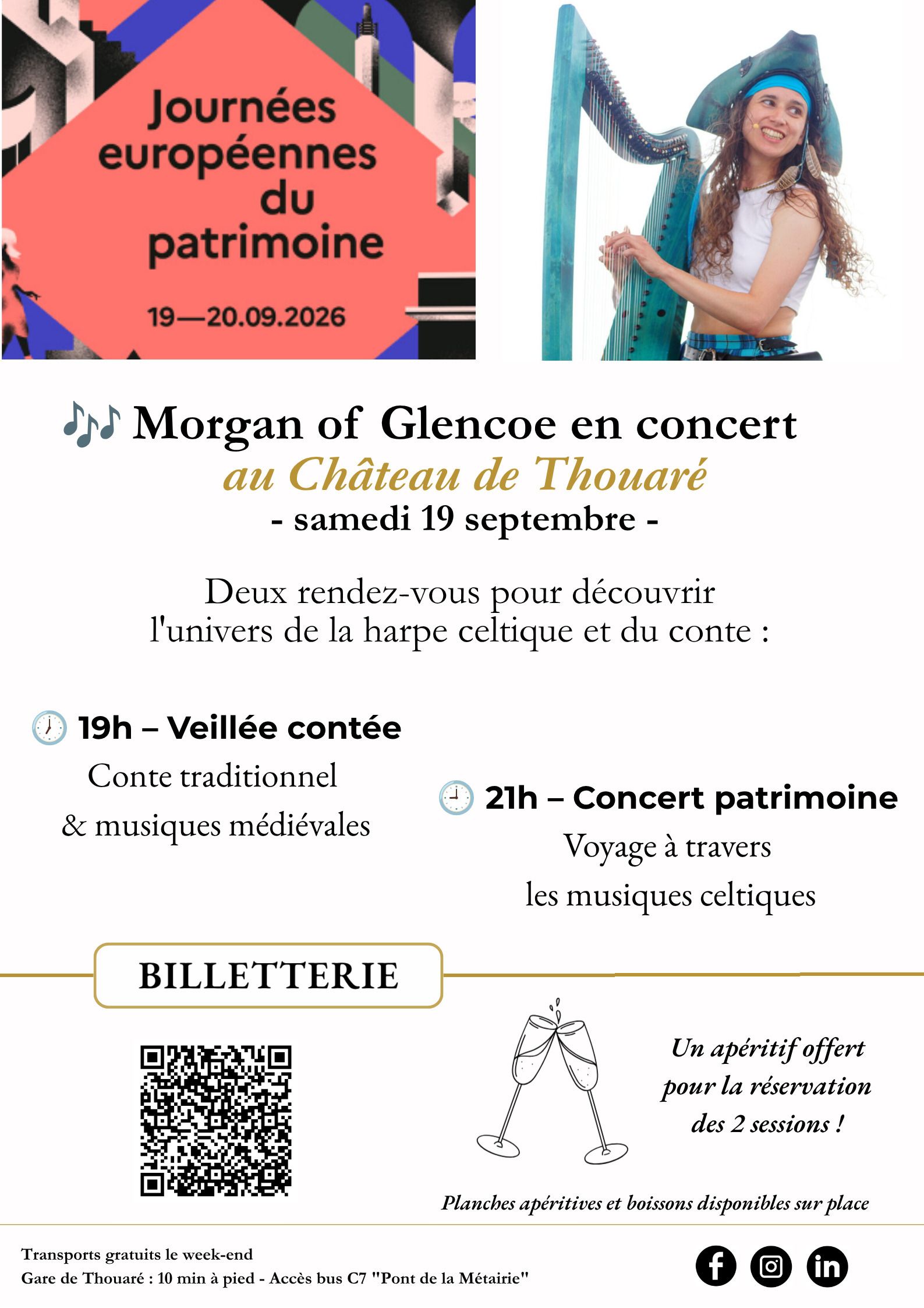 Concerts de Morgan of Glencoe dans l'univers de la harpe celtique, du chant, et du conte.