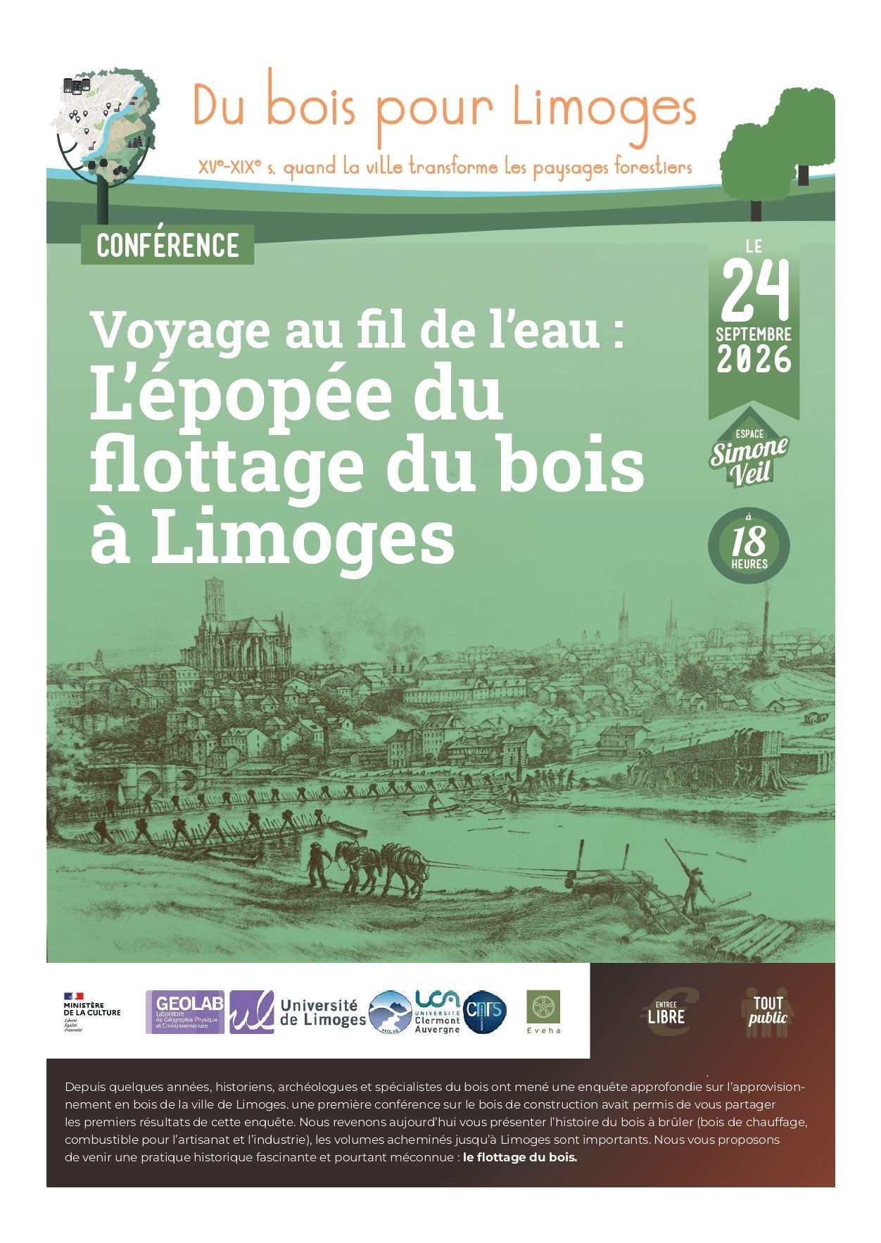 Conférence Voyage au fil de l'eau : l'épopée du flottage du bois à Limoges