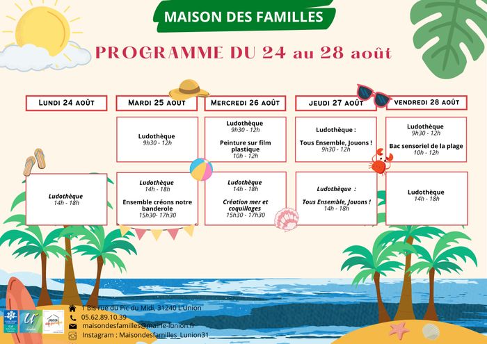 Semaine d’animations à la Maison des Familles - Du 24 au 28 août