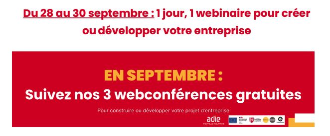 1 jour,1 webinaire pour créer ton entreprise