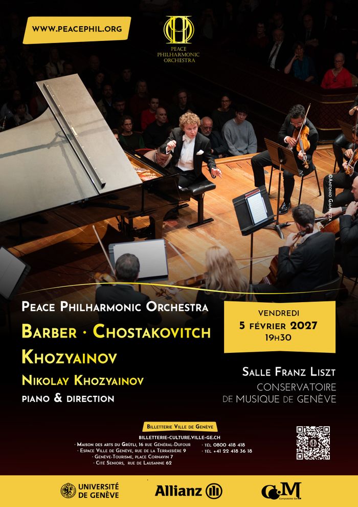 Peace Philharmonic & Nikolay Khozyainov spielen Barber, Schostakowitsch und Khozyainov