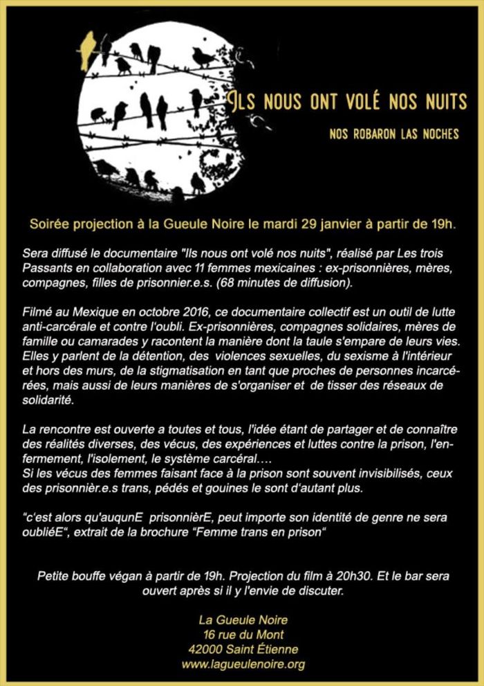 (projection-débat) Ils nous ont volé nos nuits, sur les prisonnières et proches de prisonnières au Mexique