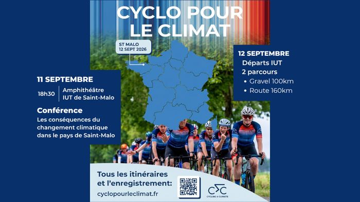 Conférence organisée par l'association Cycling For Climate France dans le cadre de la 5e édition de « Cyclo pour le Climat Saint-Malo ».