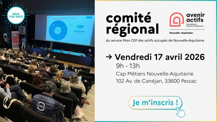 Le réseau Avenir Actifs en Nouvelle-Aquitaine a le plaisir de vous convier à son comité régional 2026. Au programme : éclairage autour de la loi du 24 octobre 2025 en présence de Jean-Pierre Willems.