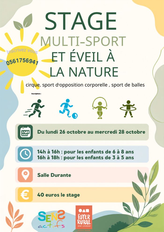 Stage Multi-sport et éveil à la nature de 3 à 8 ans - 26 au 28 octobre, Photo : Foyer Rural rené Lavergne · OpenAgenda