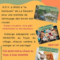 Nettoyage bords de routes + jeux dimanche 17 novembre à La Serpent