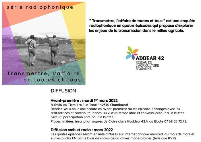 (Rencontre / avant-première radio) Transmettre la terre agricole