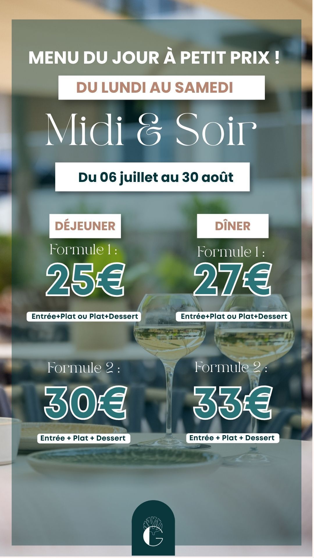 Menu du Jour à Petit Prix du 06 Juillet au 30 Août : Déjeunez et Dînez Gourmand sans Vous Ruiner à La Rochelle