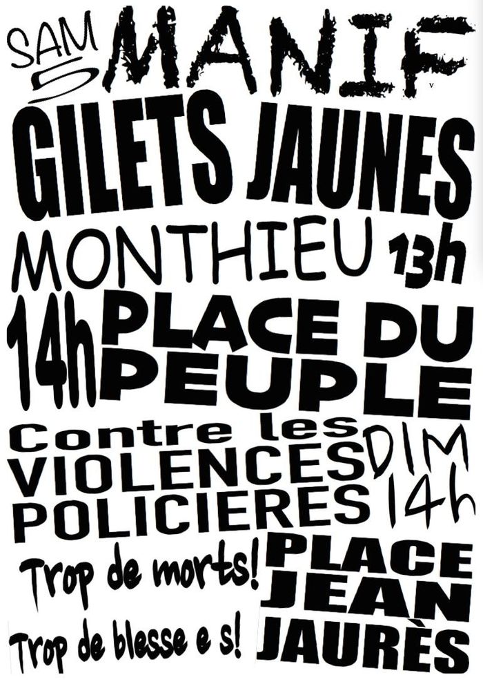 (rassemblement) Soyons nombreux AUJOURD'HUI pour dire non aux violences policières faites aux gilets jaunes