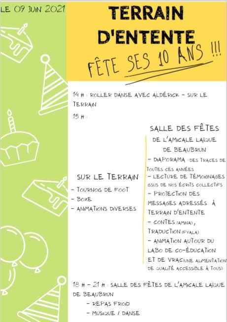 (anniversaire) TERRAIN D'ENTENTE fête ses 10 ans