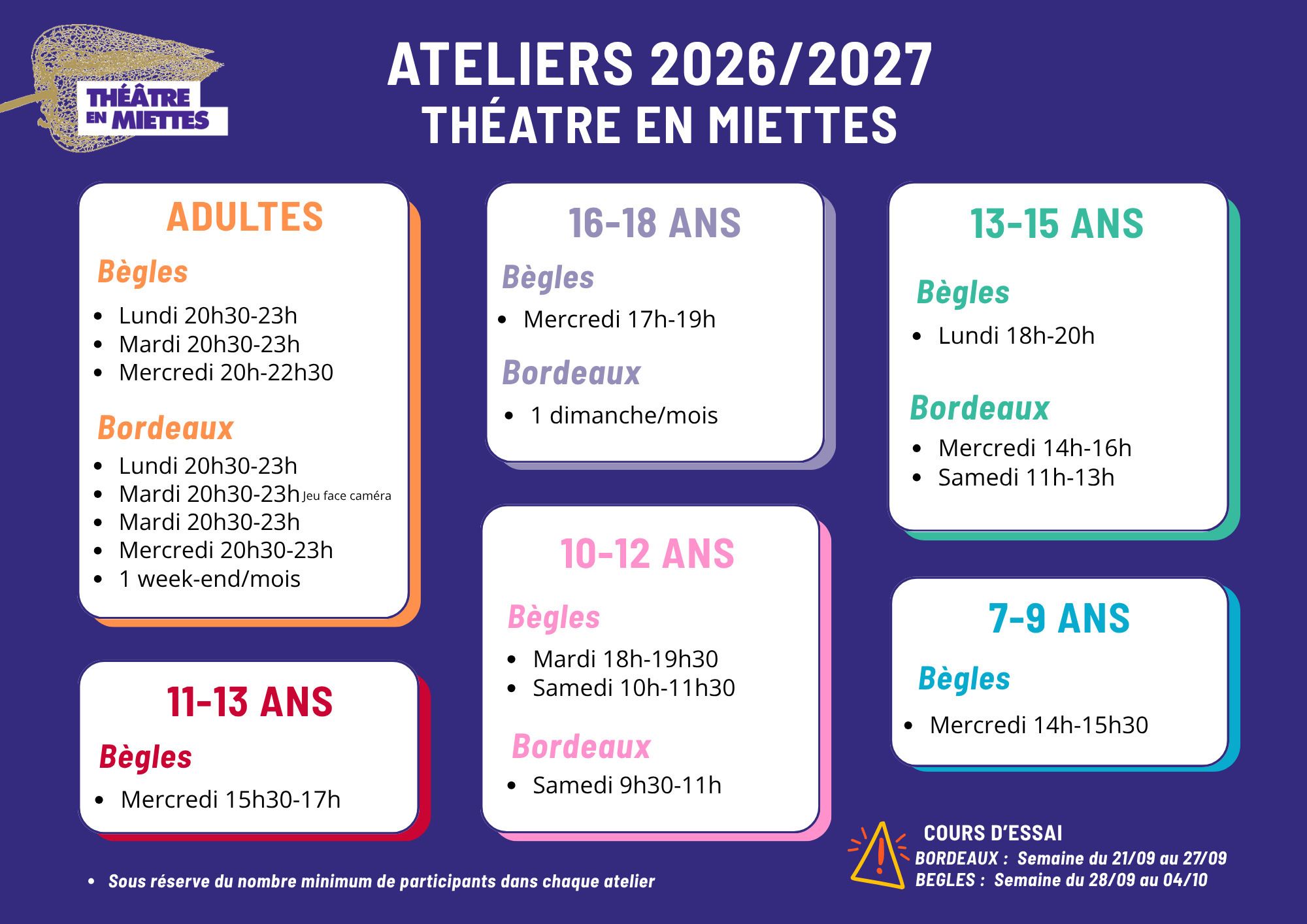 Inscription - Atelier de théâtre enfant/ado/adulte - saison 2026/2027