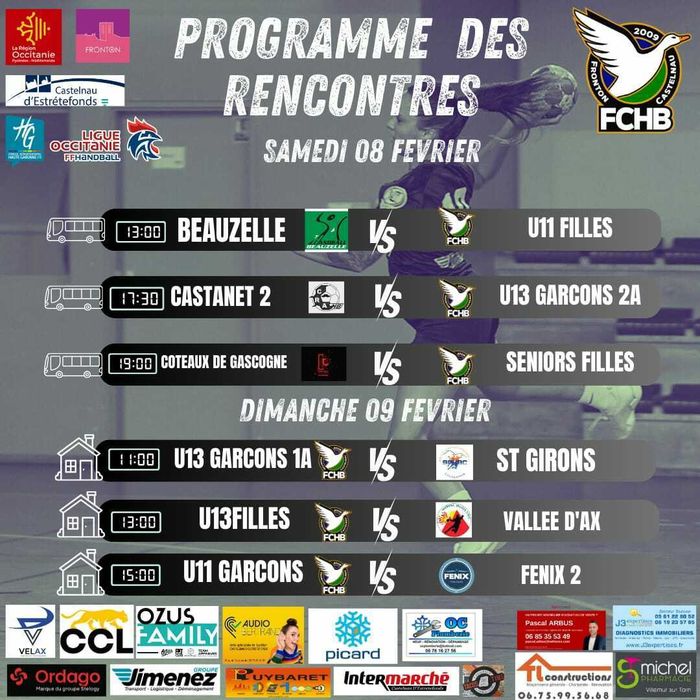 Fronton Castelnau Handball - Agenda du week-end