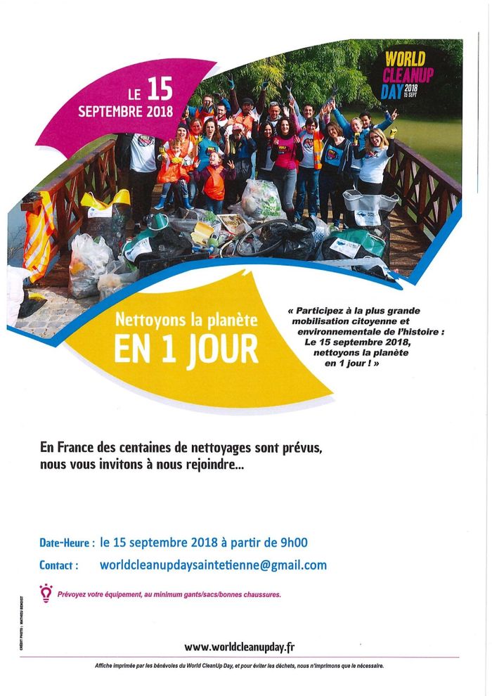 (action citoyenne) WORLD CLEAN UP DAY Nettoyons la planète en UN jour
