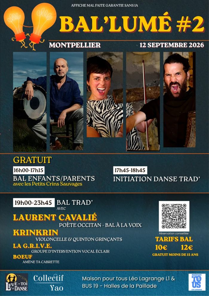 Affiche — Bal'lumé de rentrée - Krinkrin & Laurent Cavalié