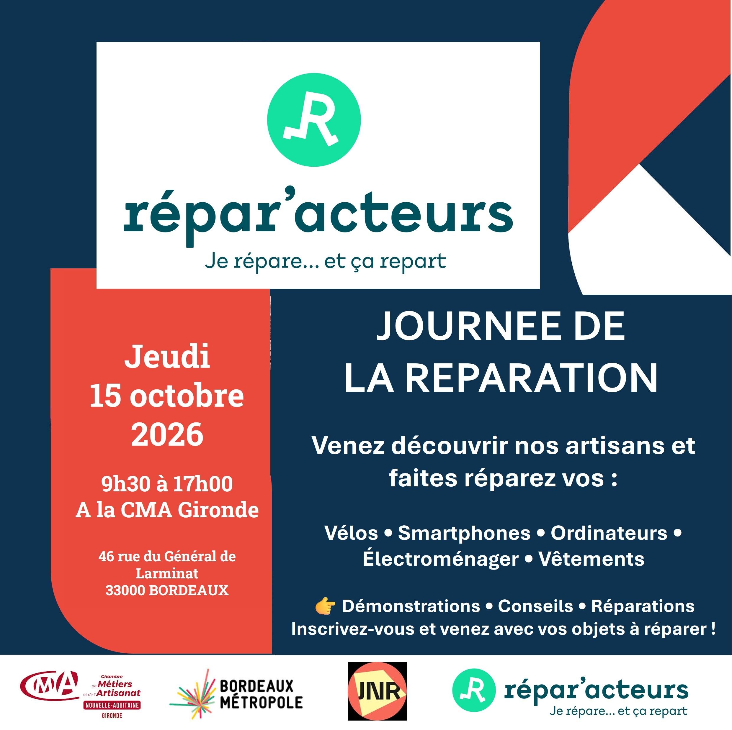 JOURNÉE DE LA RÉPARATION DU JEUDI 15 OCTOBRE 2026