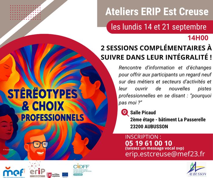 L'Erip Est Creuse associé au Cidff23 propose un temps d'information et d'échanges consacré aux stéréotypes de genre. Ce temps vise à déconstruire les stéréotypes et les représentations du quotidien.