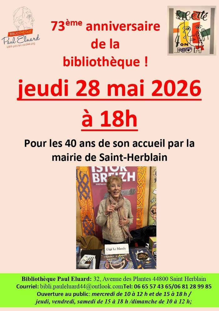 Commémorations du 73ème anniversaire de la Bibliothèque Paul Eluard et 40ième anniversaire de son local rue des Plantes