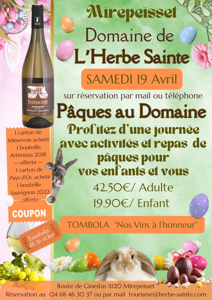 Repas de pâques et activités au Domaine sur réservation