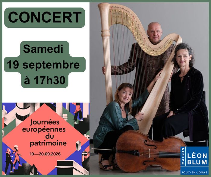 Pour fêter les journées européennes du patrimoine, le trio « Entre souffle et cordes » vous invite à un concert inédit le samedi 19 septembre à 17h30 à la Maison Léon Blum.