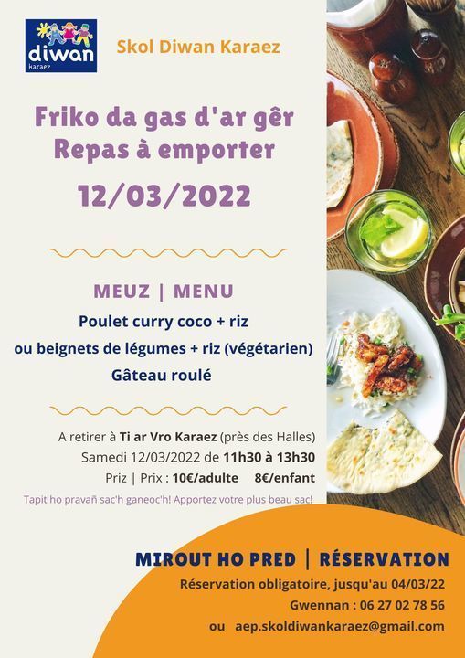 Repas à emporter avec Skol Diwan Karaez