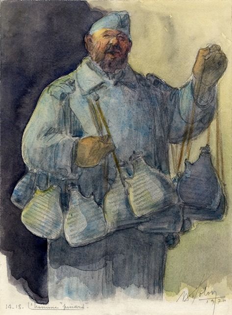 Scènes de la vie quotidienne durant la guerre 14-18 d'après Albert Solon, dessinateur-illustrateur (1899-1973)