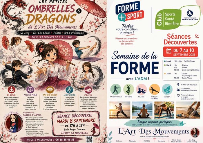Semaine de la forme: Séances Découvertes avec L'ADM ! Taï-Chi-Chuan, Qi-gong, Pilates, Circuit Training, Ecozen. Club SSBE Sports, Santé, Bien-être.