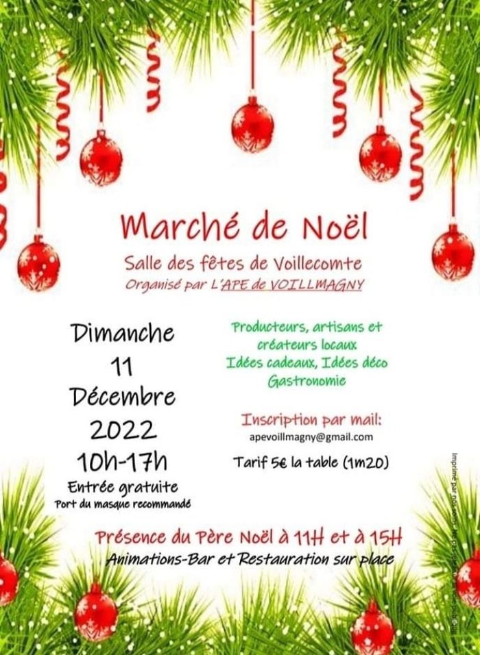 Marché de Noël à Voillecomte le 11 Décembre 2022 de 10H à 17H