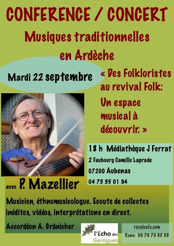 conference concert Musiques traditionnelles en Ardèche