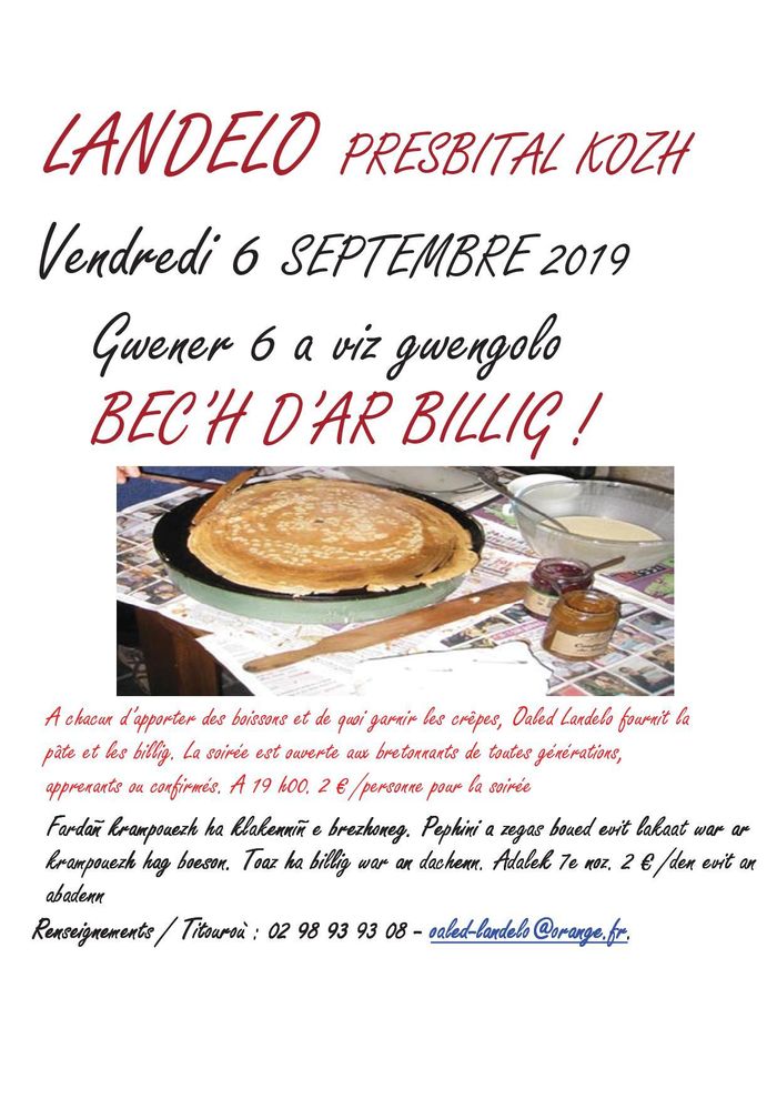 Bec'h d'ar billig (repas crêpes en breton) à Landeleau