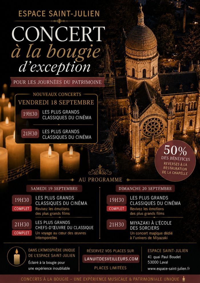 Affiche — Concerts exceptionnels au profit de la restauration de la chapelle Saint-Joseph: Les plus grands classiques du cinéma