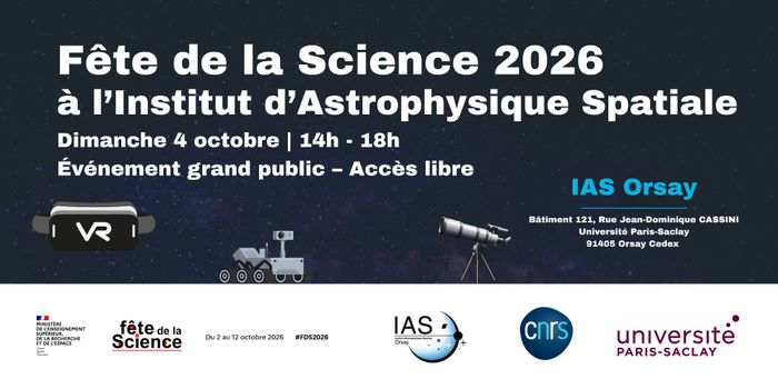 L’IAS vous ouvre ses portes pour un après-midi dédié à l’échange et la curiosité scientifique le dimanche 4 octobre de 14h à 18h au bâtiment 121, Rue Jean-Dominique CASSINI à Orsay.