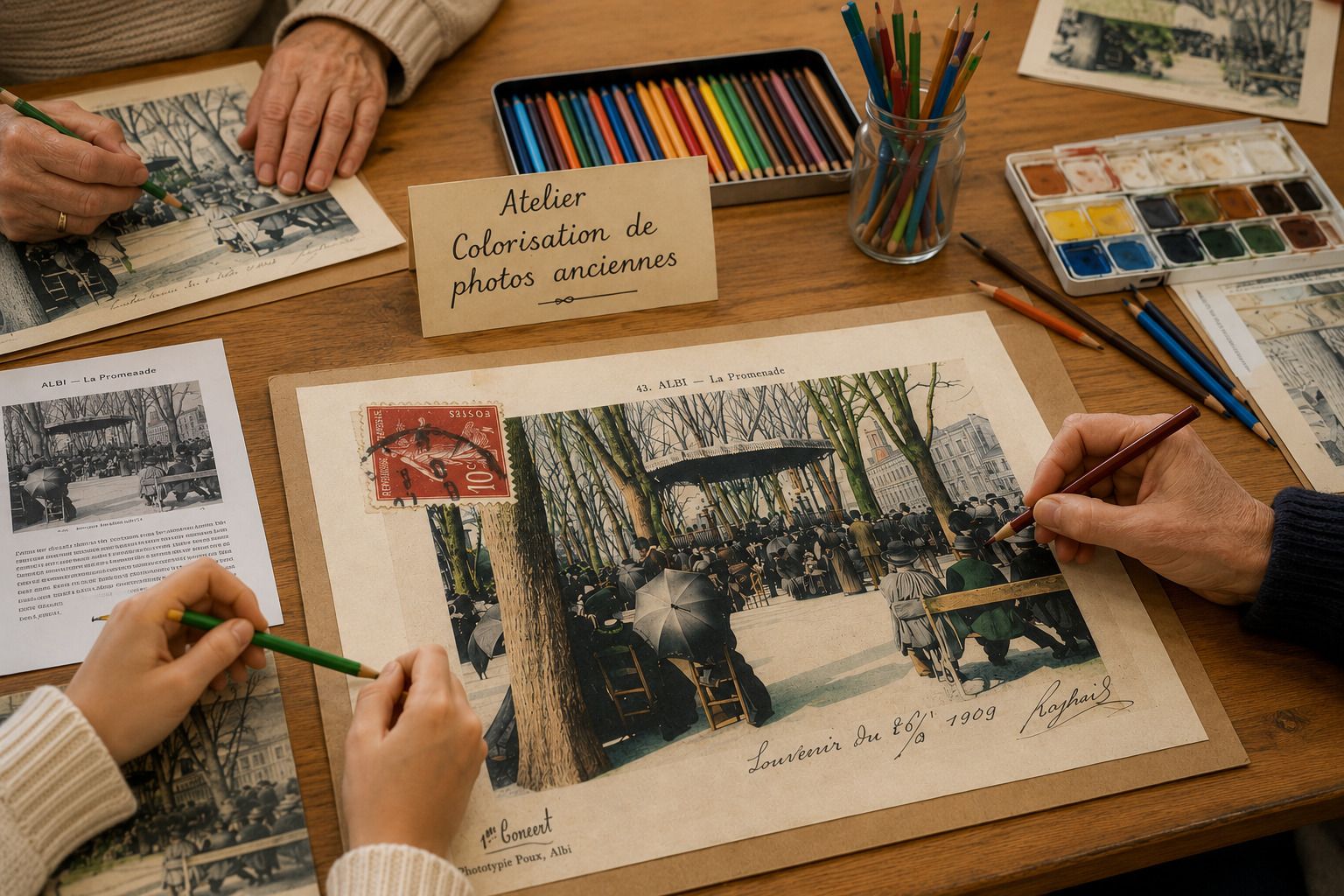 Atelier de colorisation de photographies anciennes d’Albi, Gérone et Lijiang.