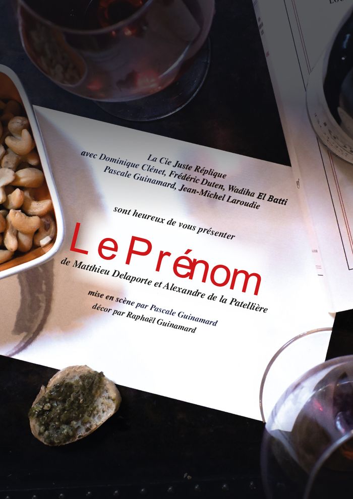 Premier spectacle du 35e Festival de Théâtre de Bougival, Le Prénom est une comédie de Matthieu Delaporte et Alexandre de la Patellière proposée par la Compagnie Juste réplique (Rueil-Malmaison-92).