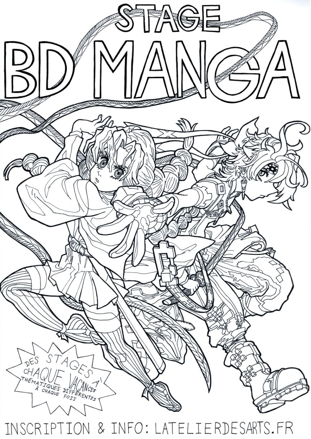 Stage BD/Manga : “Dessiner le titre, les onomatopées, les bulles, l’écrit dans les bd/manga” - L'Atelier des arts