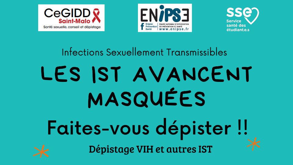 Les Infections Sexuellement Transmissibles avances masquées, faites-vous dépister le lundi 8 décembre entre 12h et 14h !
