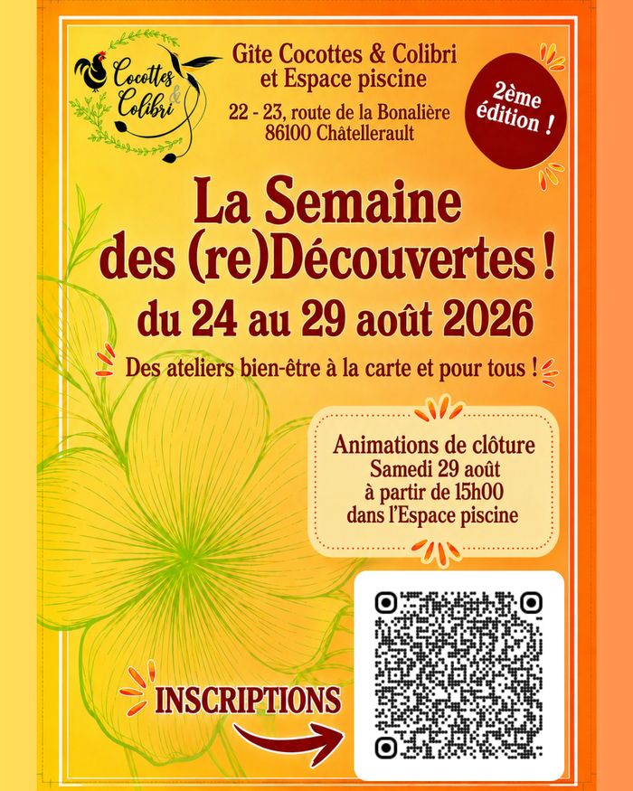 La Semaine des (re)Découvertes ! Du 24 au 29 août📍Gîte Cocottes & Colibri et espace piscine