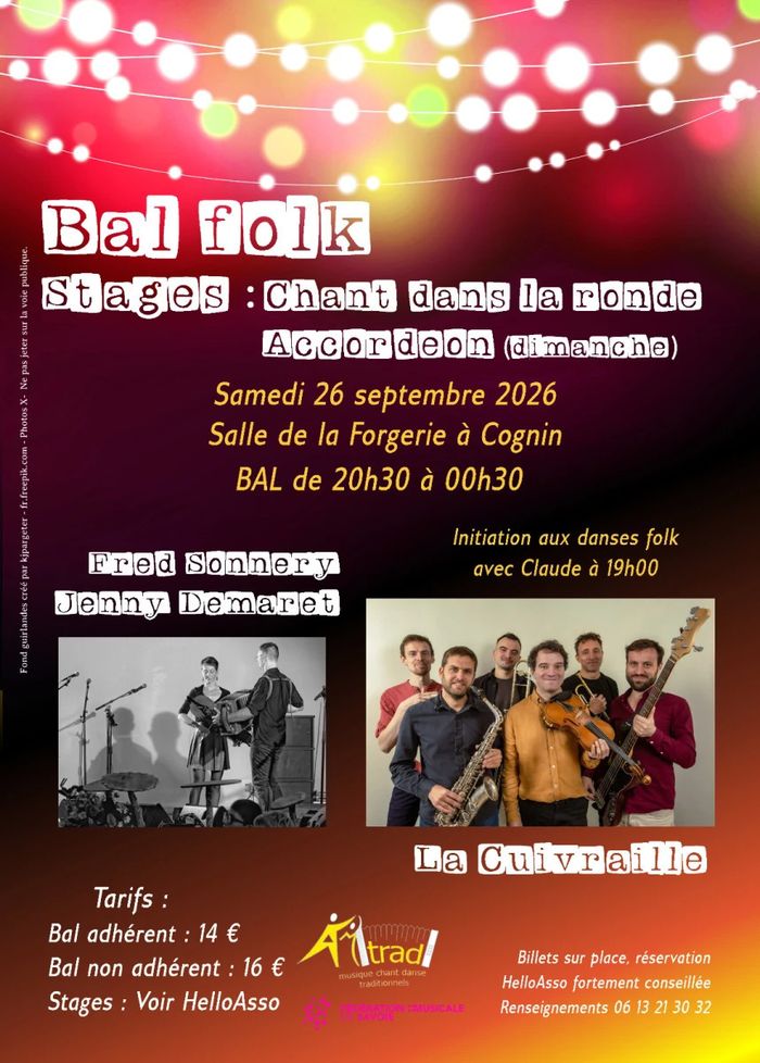 Affiche — bal de rentrée avec Fred Sonnery-Jenny Demaret et la Cuivraille