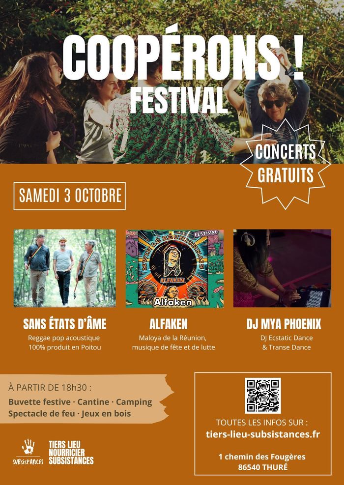 Affiche — 🎤🎧 SAMEDI 3 OCTOBRE : Grosse soirée CONCERTS GRATUITS au Tiers-lieu Nourricier Subsistances !