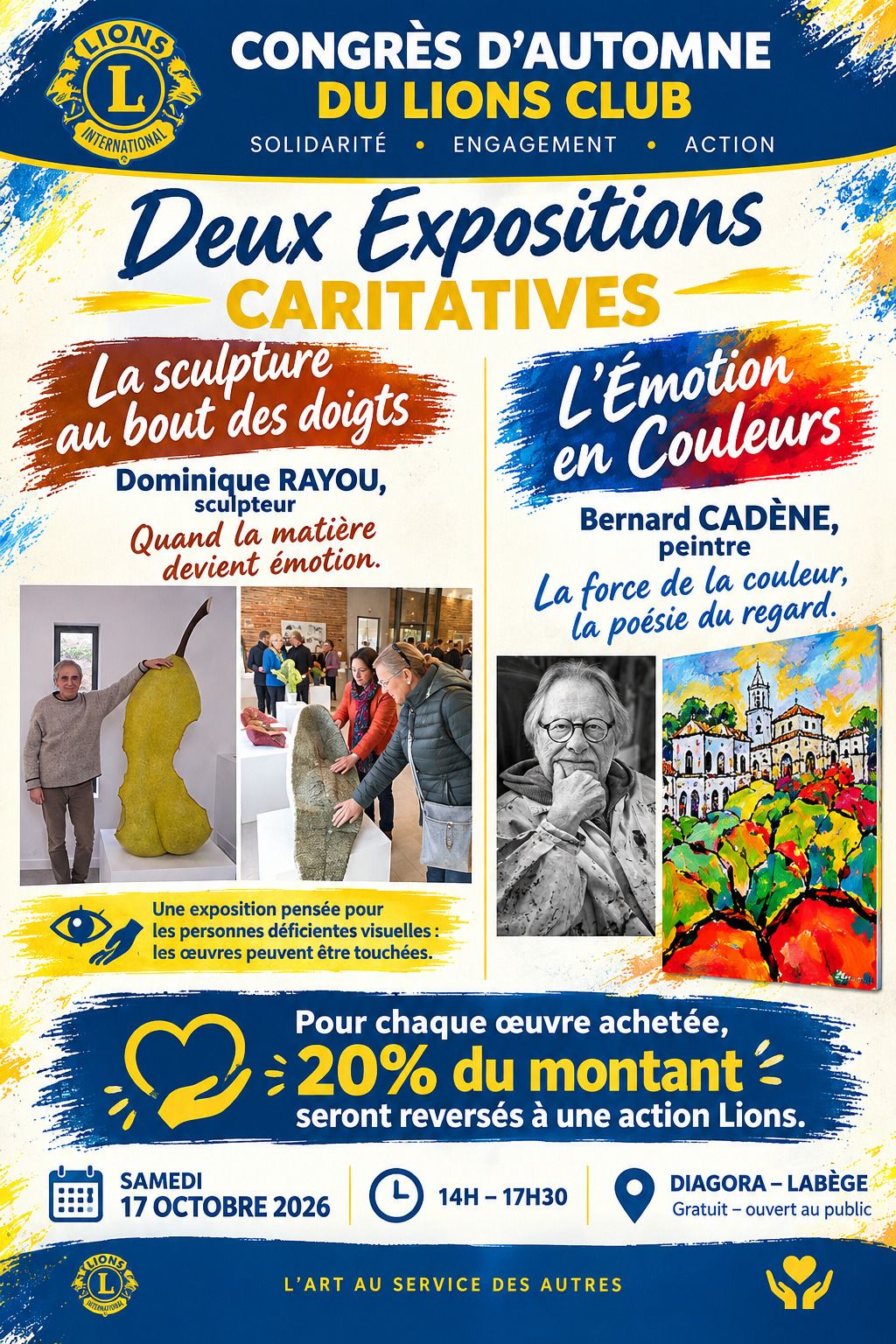 Deux expositions caritatives : sculpture avec Dominique Rayou et peinture avec Bernard Cadène
