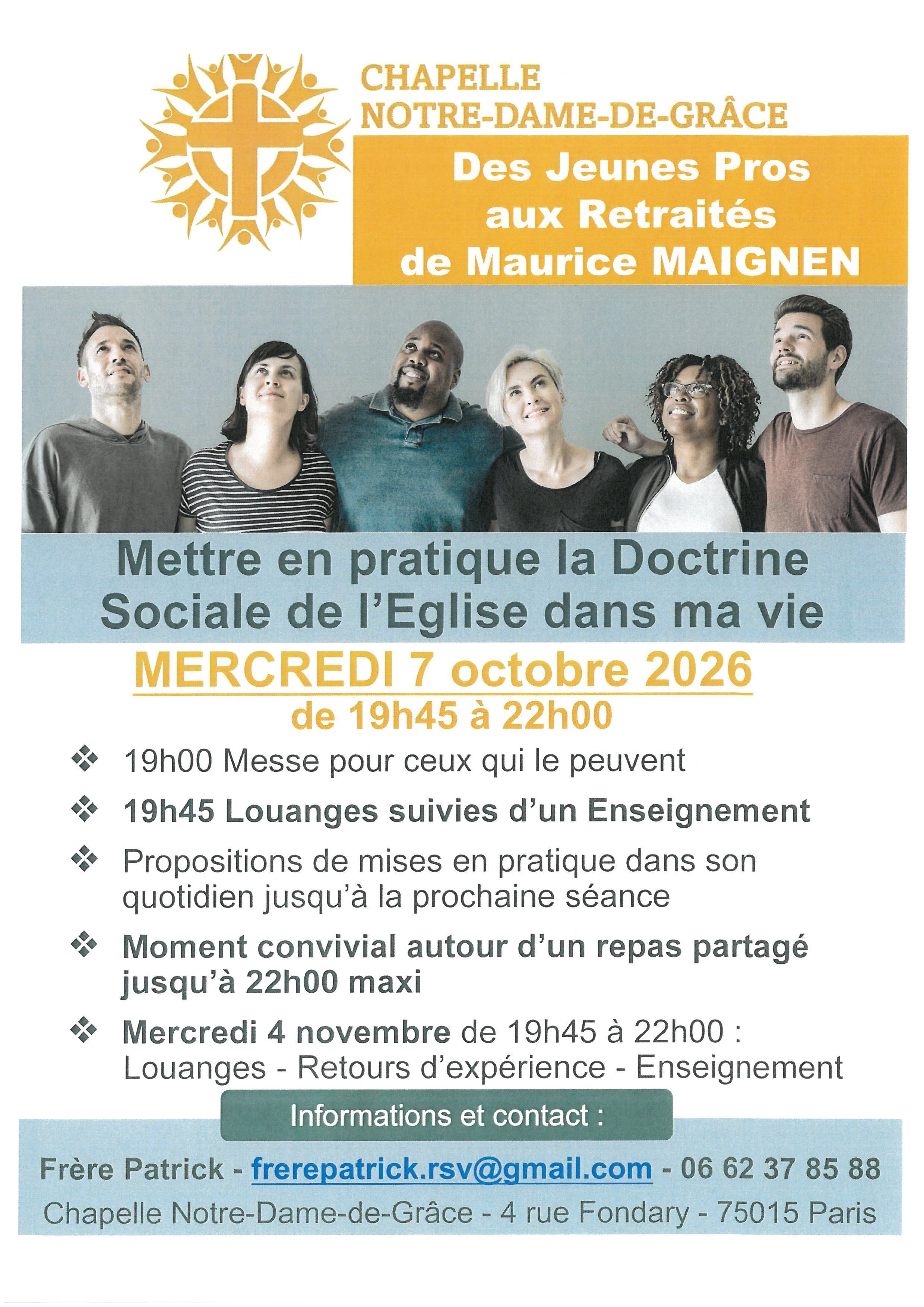 Formation Jeunes Pro à Retraités à ND de Grâce de Grenelle 75015 le 07/10/2026