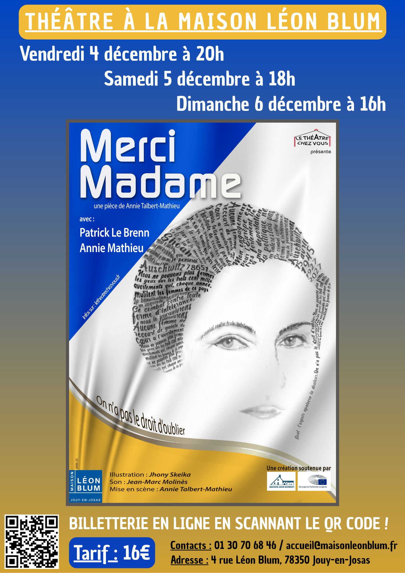 Pièce de théâtre "Merci Madame" sur Simone Veil