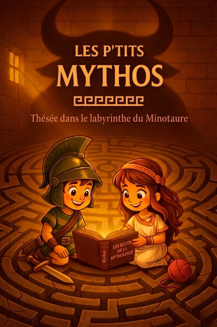 Retrouvez Thésée, le Minotaure et Ariane dans cette version rafraîchissante du mythe, idéale pour les petits et amusante pour les parents.