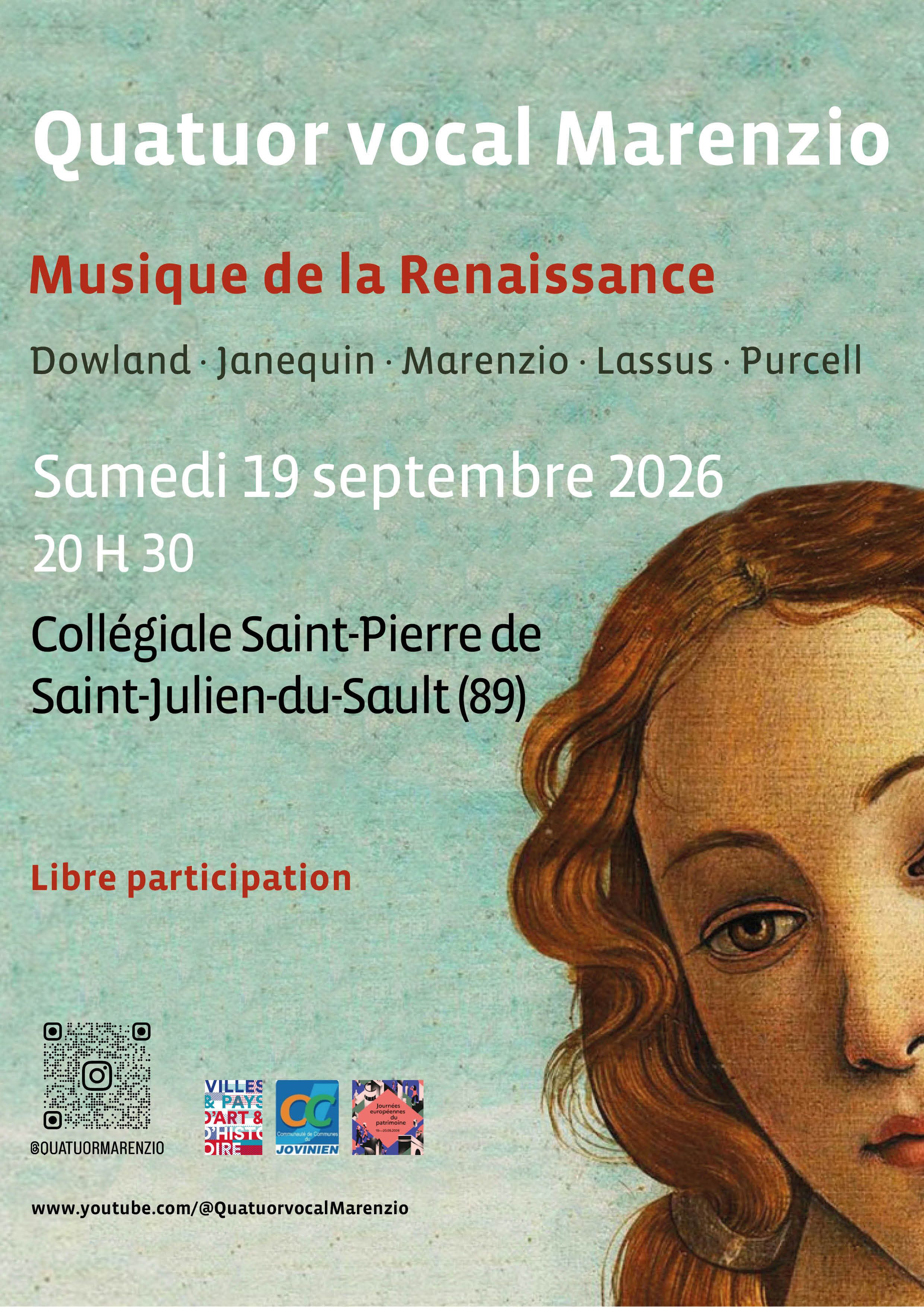 Affiche Quatuor Marenzio : concert d'oeuvres de la Renaissance