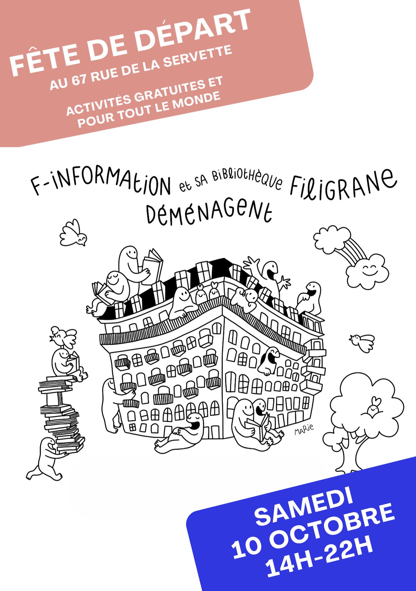 Fête de départ de F-information et sa bibliothèque Filigrane samedi 10 octobre 2026